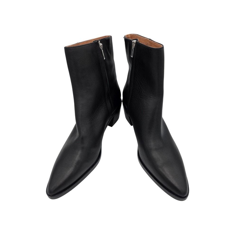 Madewell The Darcy Black Leather Pointed Toe Block Heel Ankle Boots Women sz 11 - Picture 3 of 11
